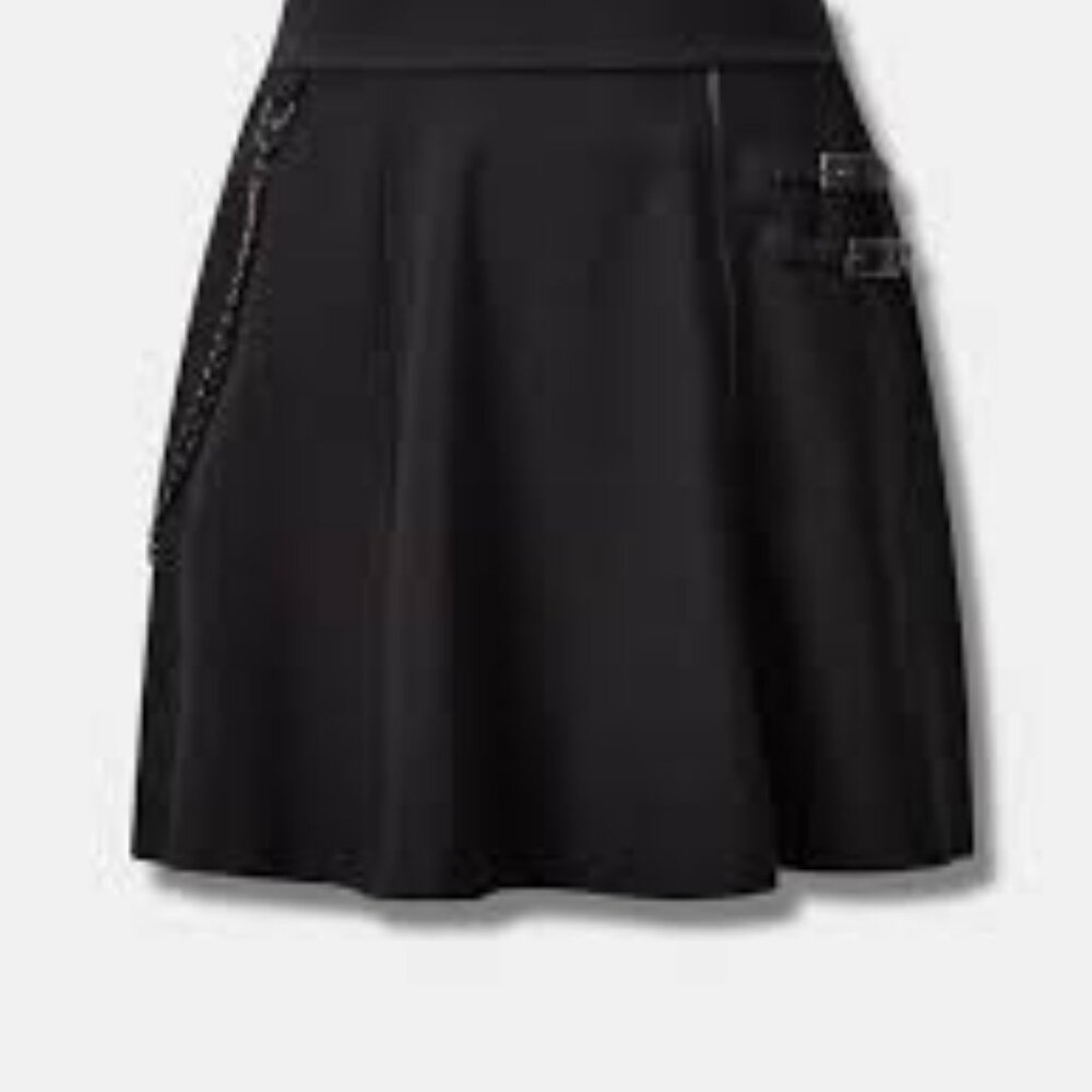 Torrid Refined Crepe Skater Skirt Zipper Chain Buckle Detail